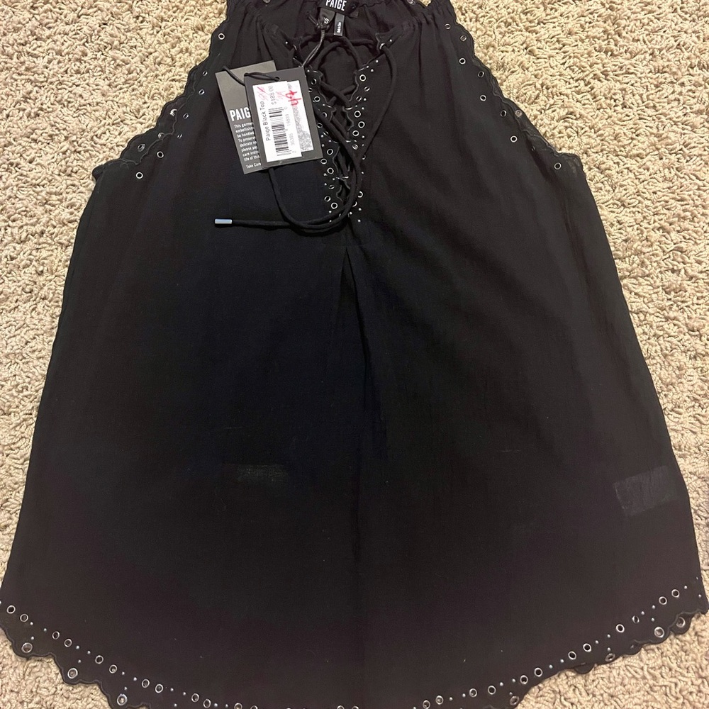 PAIGE brand black halter style tank with silver grommet detail.  So cute! XS